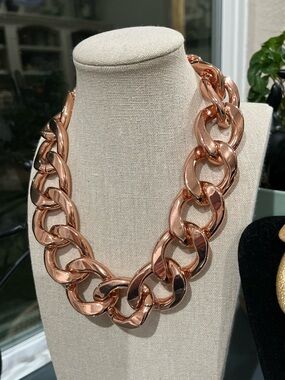 N346 Rose Gold Chunky Curb Link Necklace UNISEX